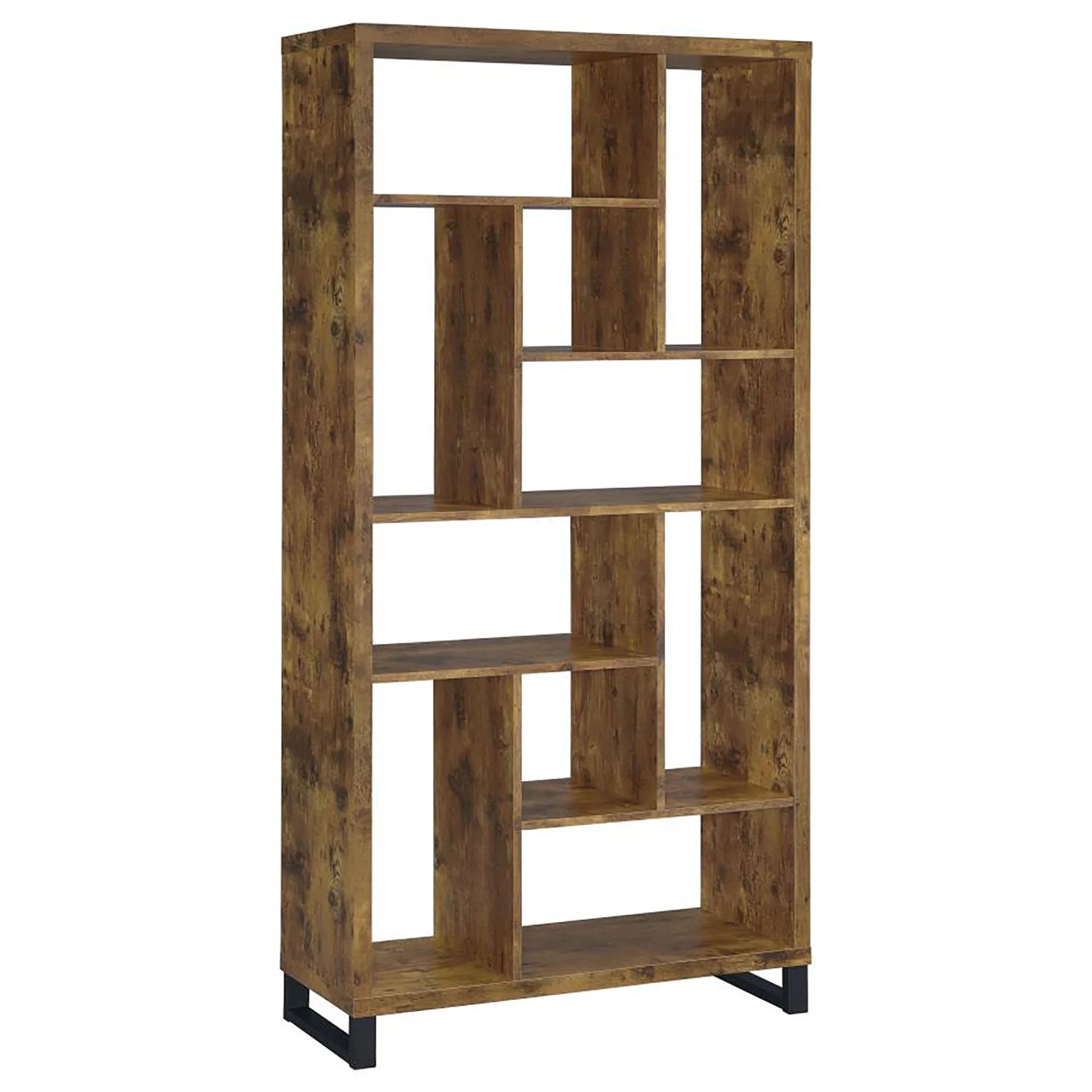 6 Tier Rectangular Bookcase With Accents - Brown - Image 2