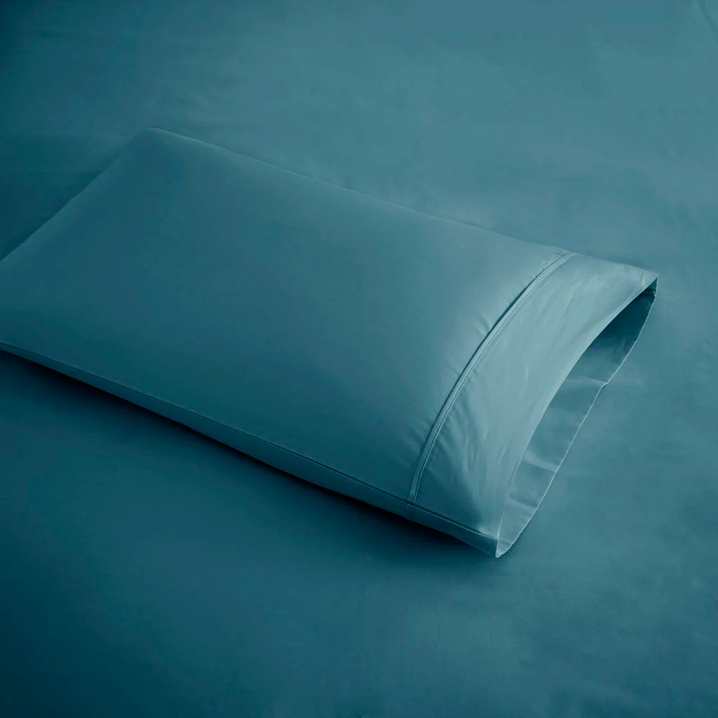 600 Thread Count - Cooling Cotton Blend 4 Piece Full Sheet Set - Teal - Image 2