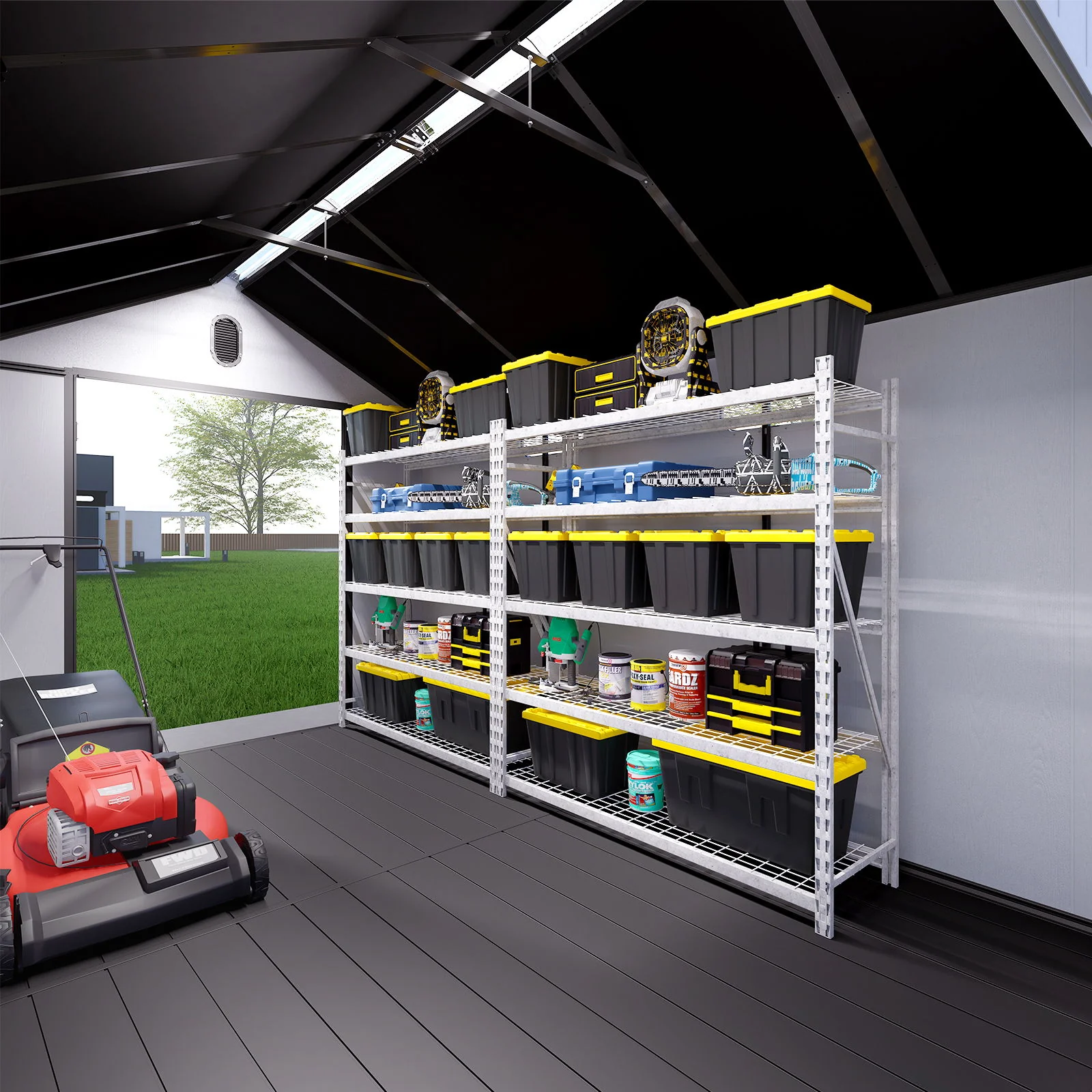 8 Ft. W X 12 Ft. D Plastic Storage Shed With Floor - Black / Gray - Image 2
