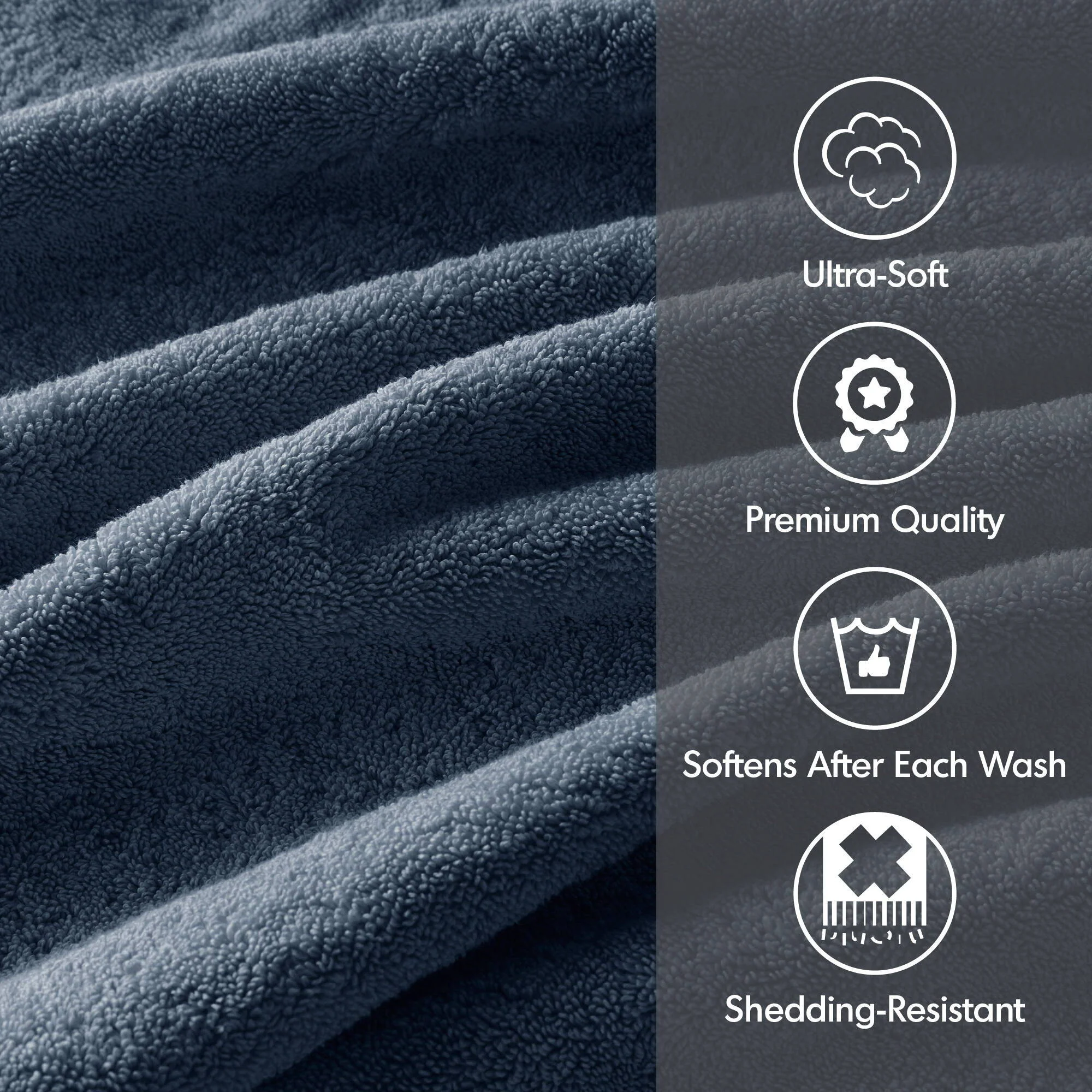 800GSM - 2 Piece Set Bath Sheet Antimicrobial - Dark Blue - Image 4