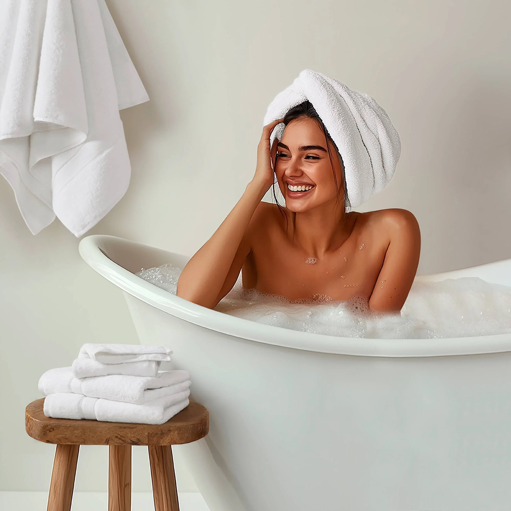 800GSM - 2 Piece Set Bath Sheet Antimicrobial - White - Image 2