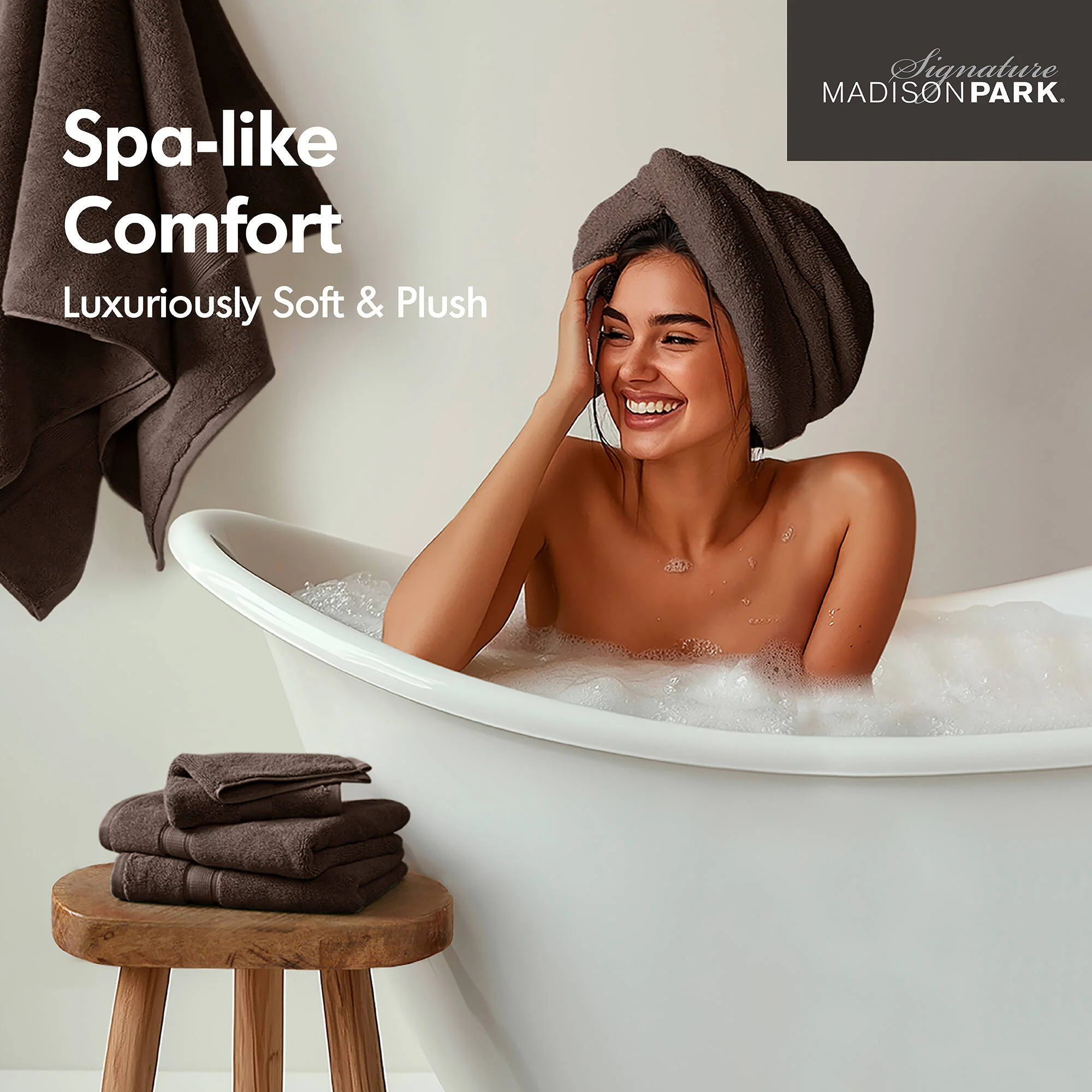 800GSM - 8 Piece Antimicrobial Towel Set - Brown - Image 4