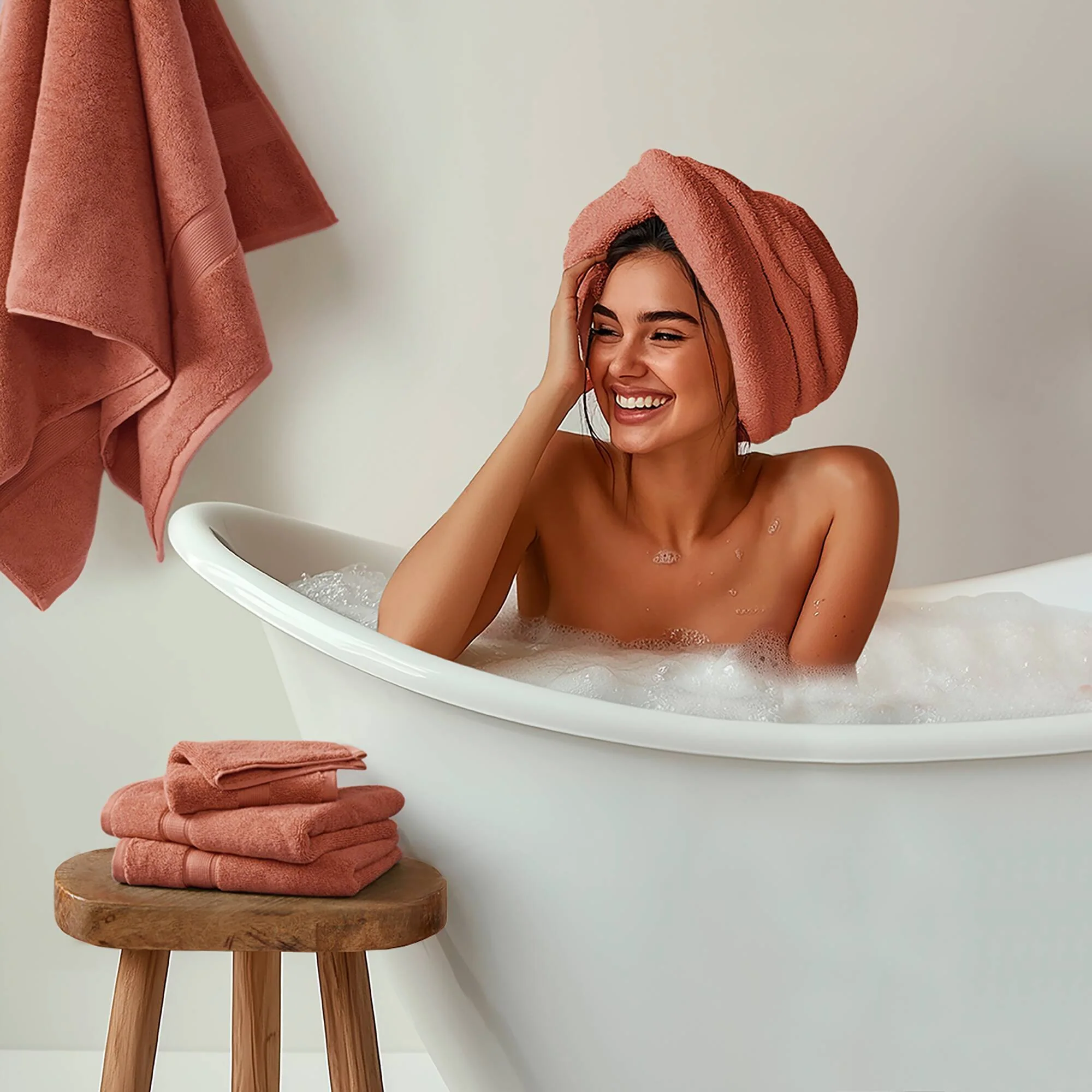 800GSM - 8 Piece Antimicrobial Towel Set - Coral - Image 4
