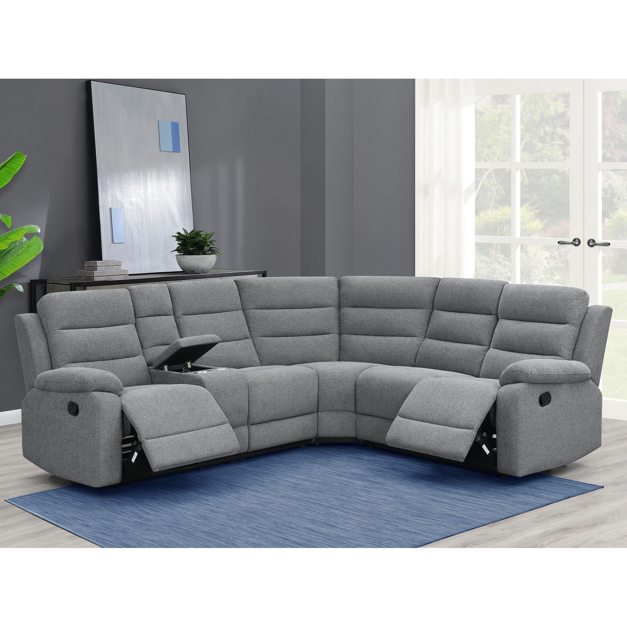 Aaron - 3 Piece Upholstered Sectional - Smoke - Image 4