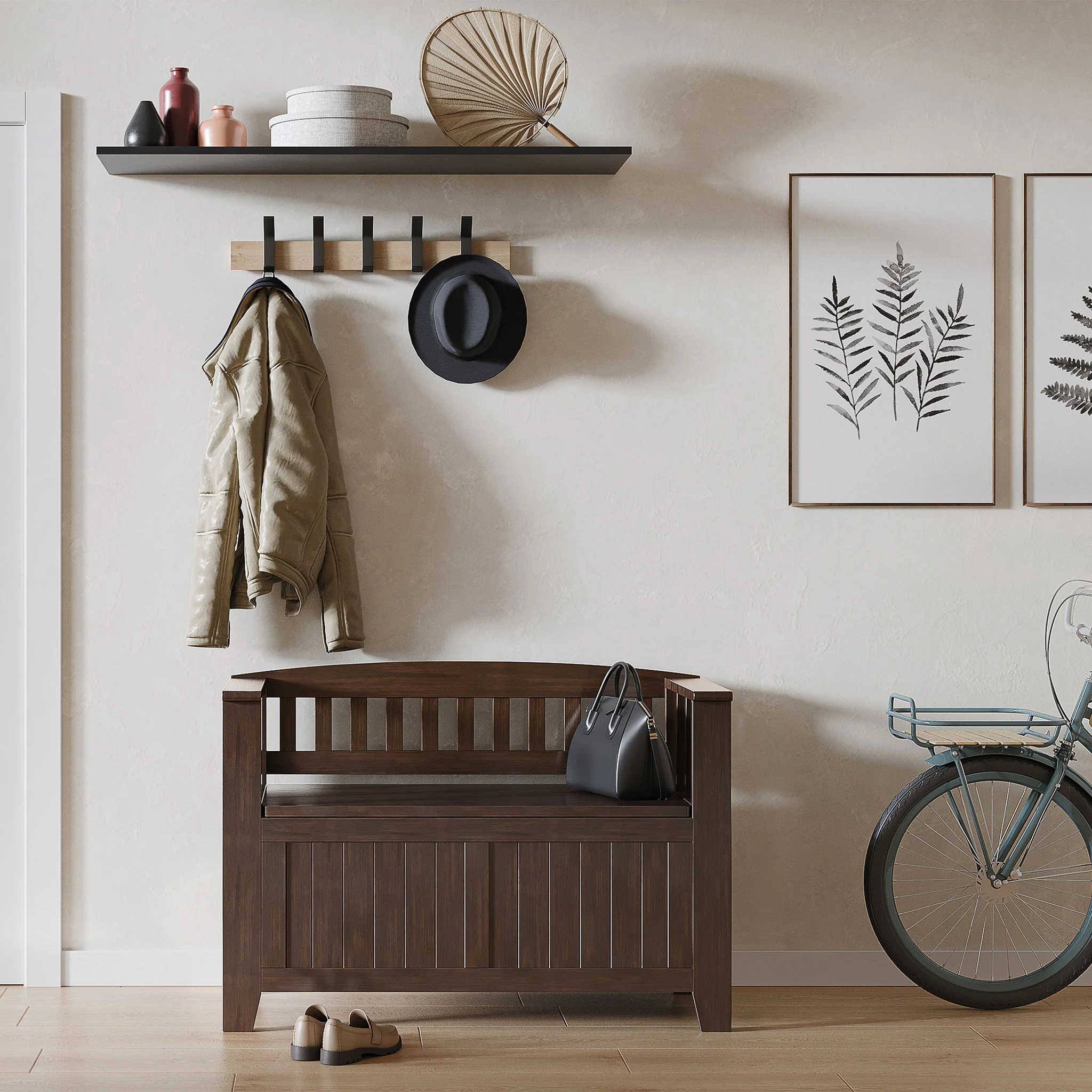 Acadian - Entryway Storage Bench, Handcrafted - Image 4