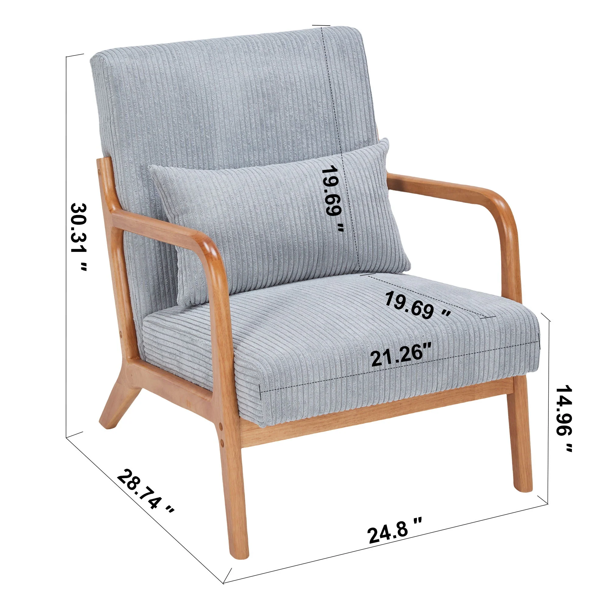 Accent Arm Chair With Pillow Upholstered - Image 5