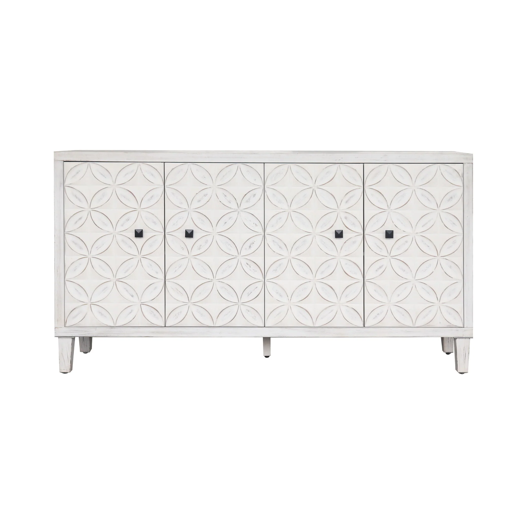 Accent Cabinet 4 Door Wooden Cabinet Sideboard Buffet Server Cabinet Storage Cabinet, For Living Room, Entryway, Hallway, Office, Kitchen And Dining Room - White Wash