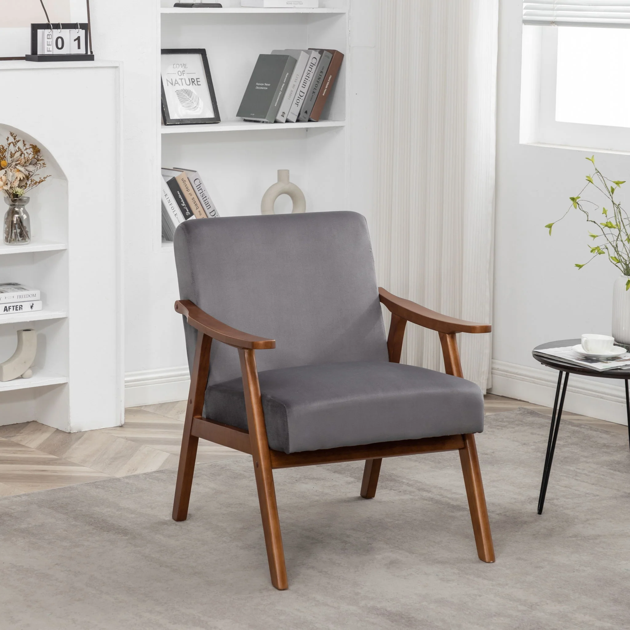 Accent Chair, Classic Mid Century Modern For Extra Seating - Image 26