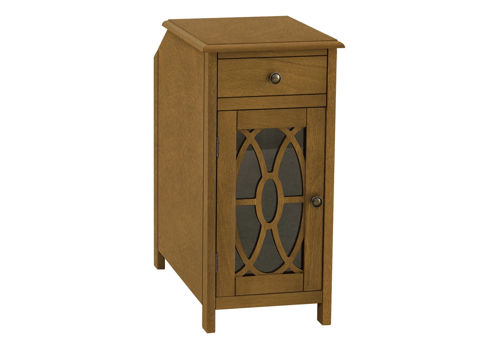 Accent Side Table, Storage Drawer, Traditional - Taupe - Image 4
