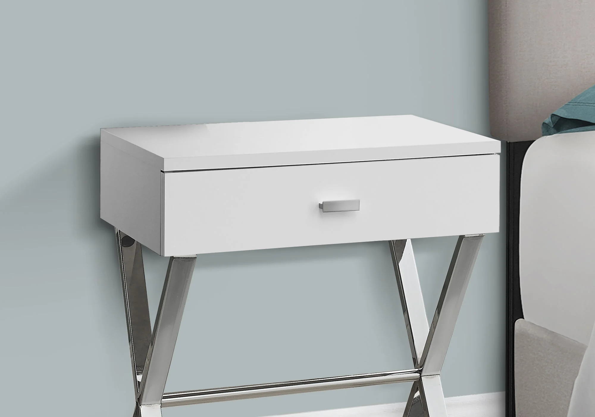 Accent Side X Table, Storage Drawer, Contemporary & Modern - Image 12