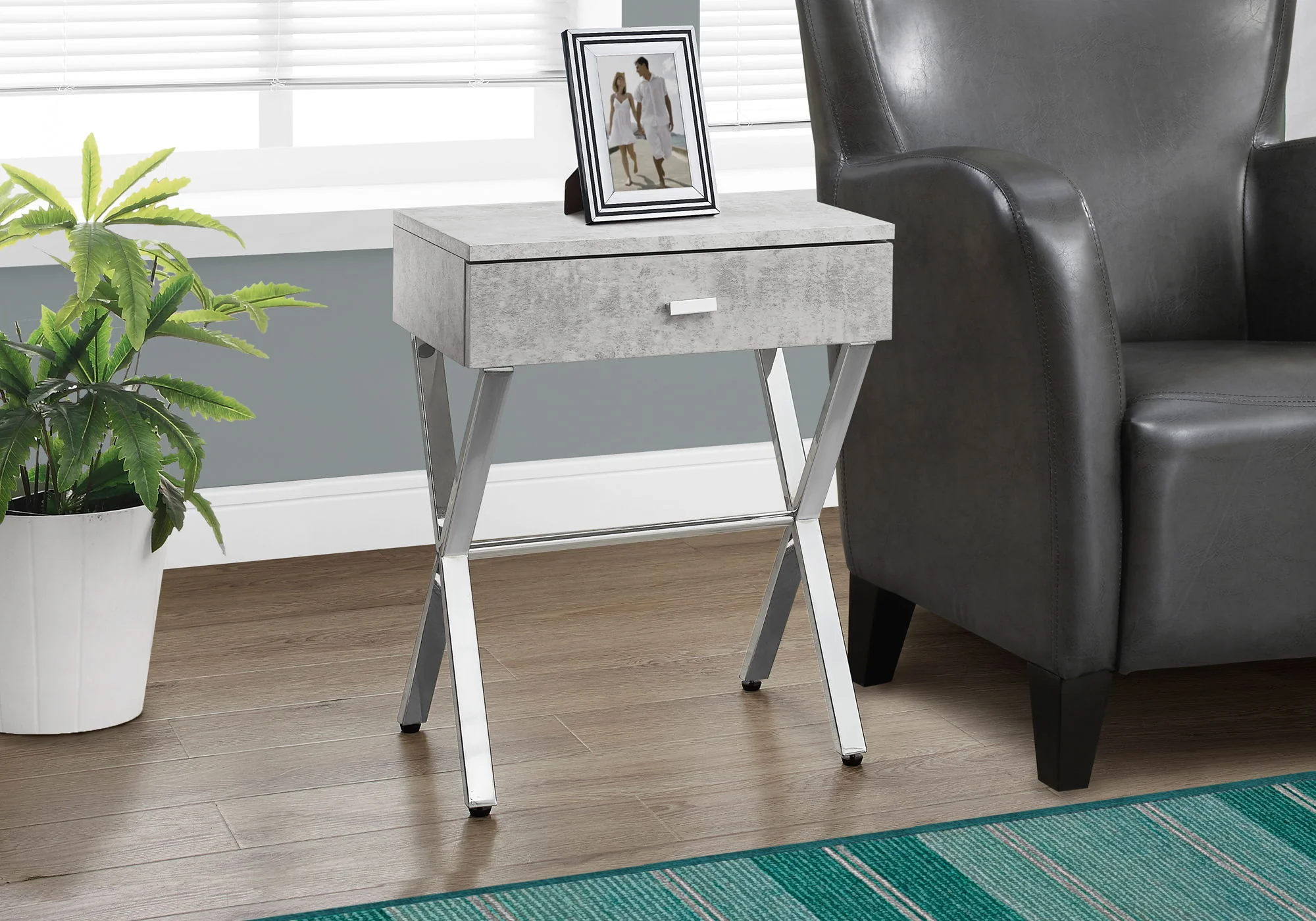 Accent Side X Table, Storage Drawer, Contemporary & Modern - Image 4