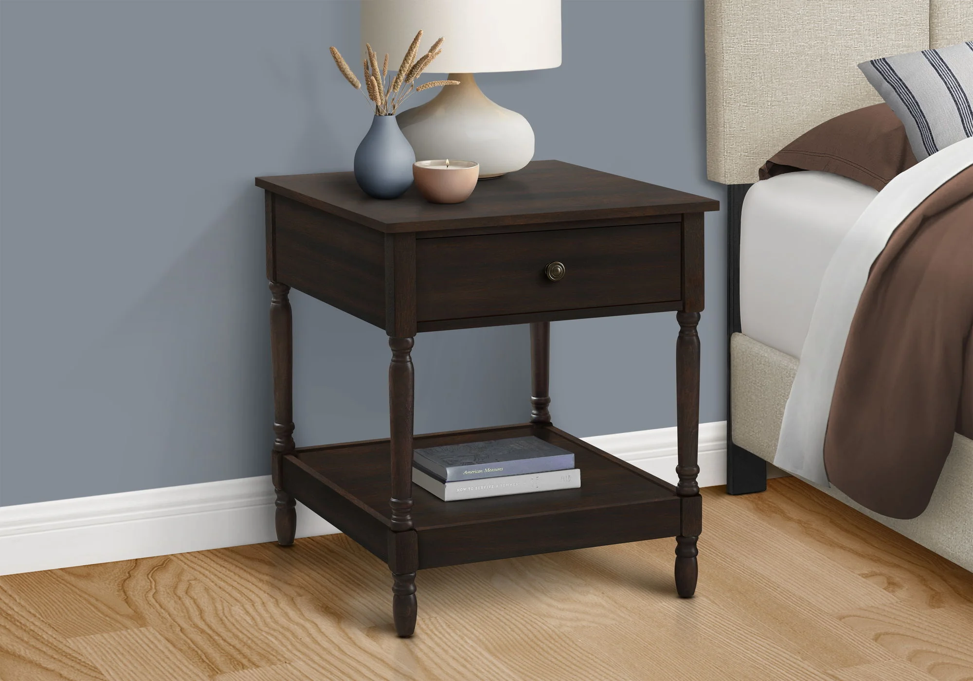 Accent - Table, 2 Tier, Square, Traditional - Walnut - Image 2
