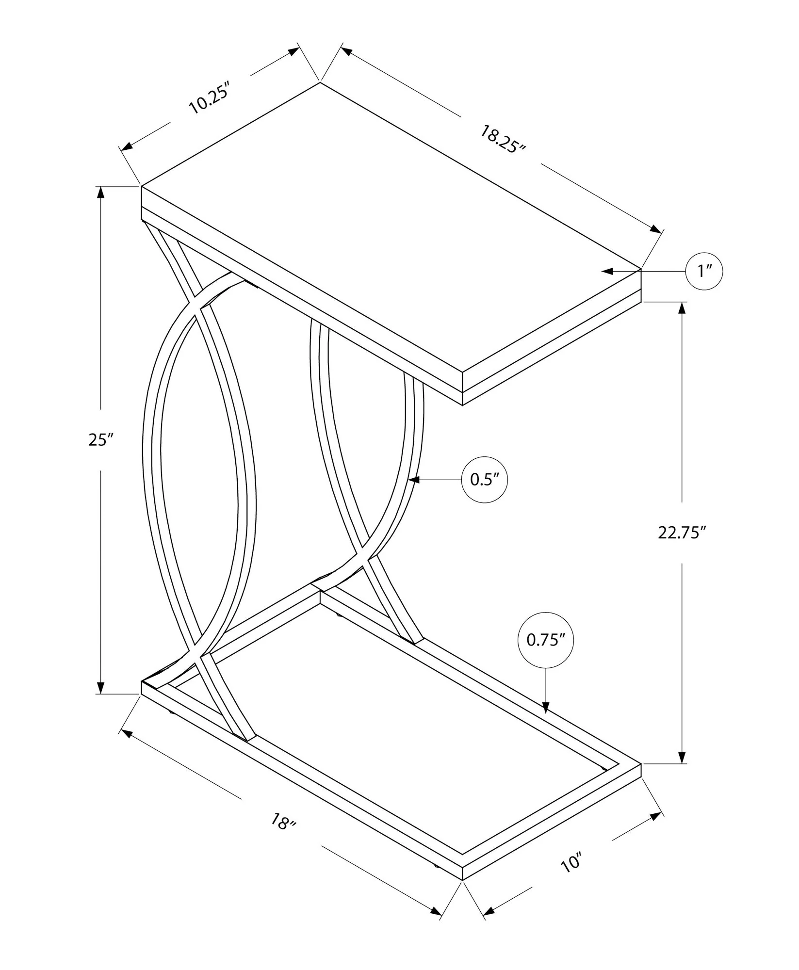 Accent Table, C - Shaped, Contemporary & Modern Design - Image 8