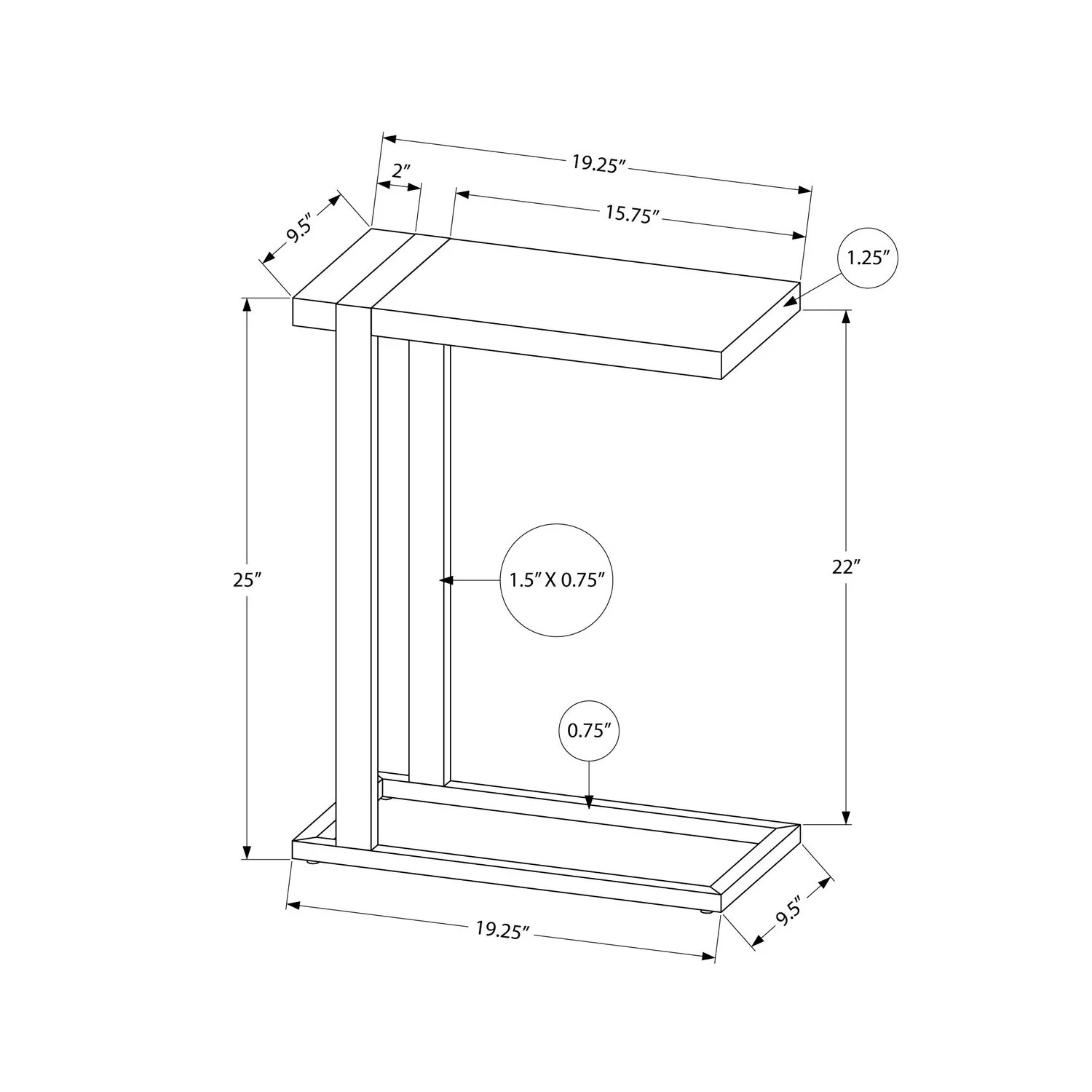 Accent Table, C - Shaped, Contemporary & Modern Stylish Design - Image 6
