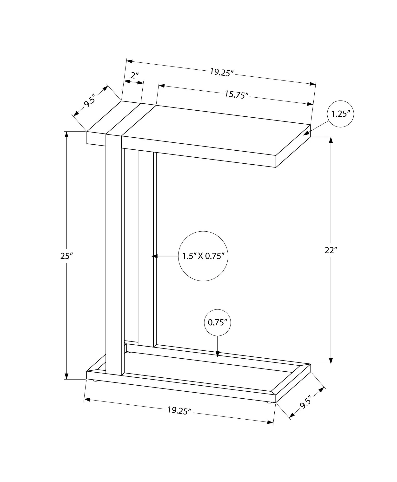 Accent Table, C - Shaped, Contemporary & Modern Stylish Design - Image 7