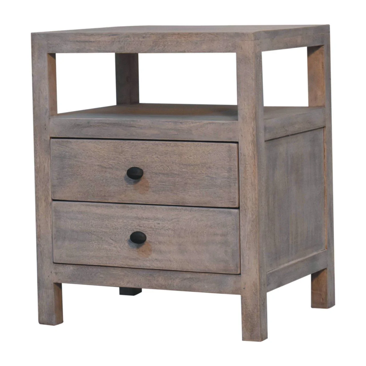 2 Drawer Open Bedside Table - Gray Ash - Image 4