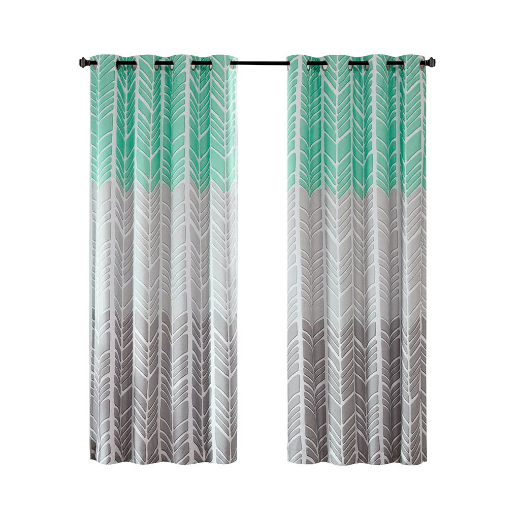 Adel - Printed Total Blackout Window Panel - Aqua - Image 4
