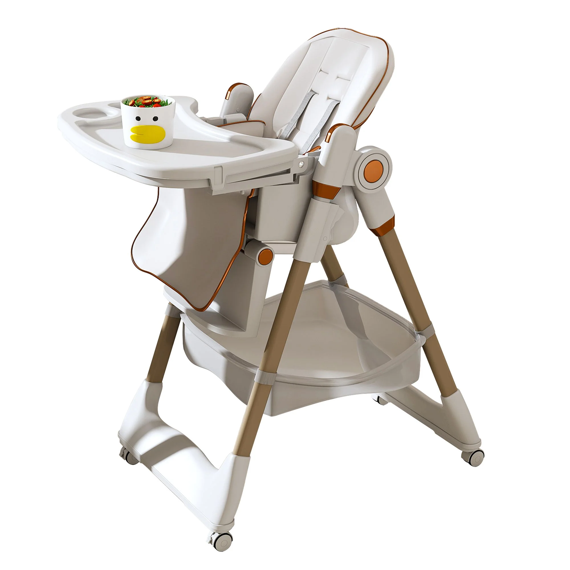 Adjustable Baby High Chair 0-6 Years, Portable Infant Feeding Seat With Safety Belt, Silent Lockable Wheels - Image 12