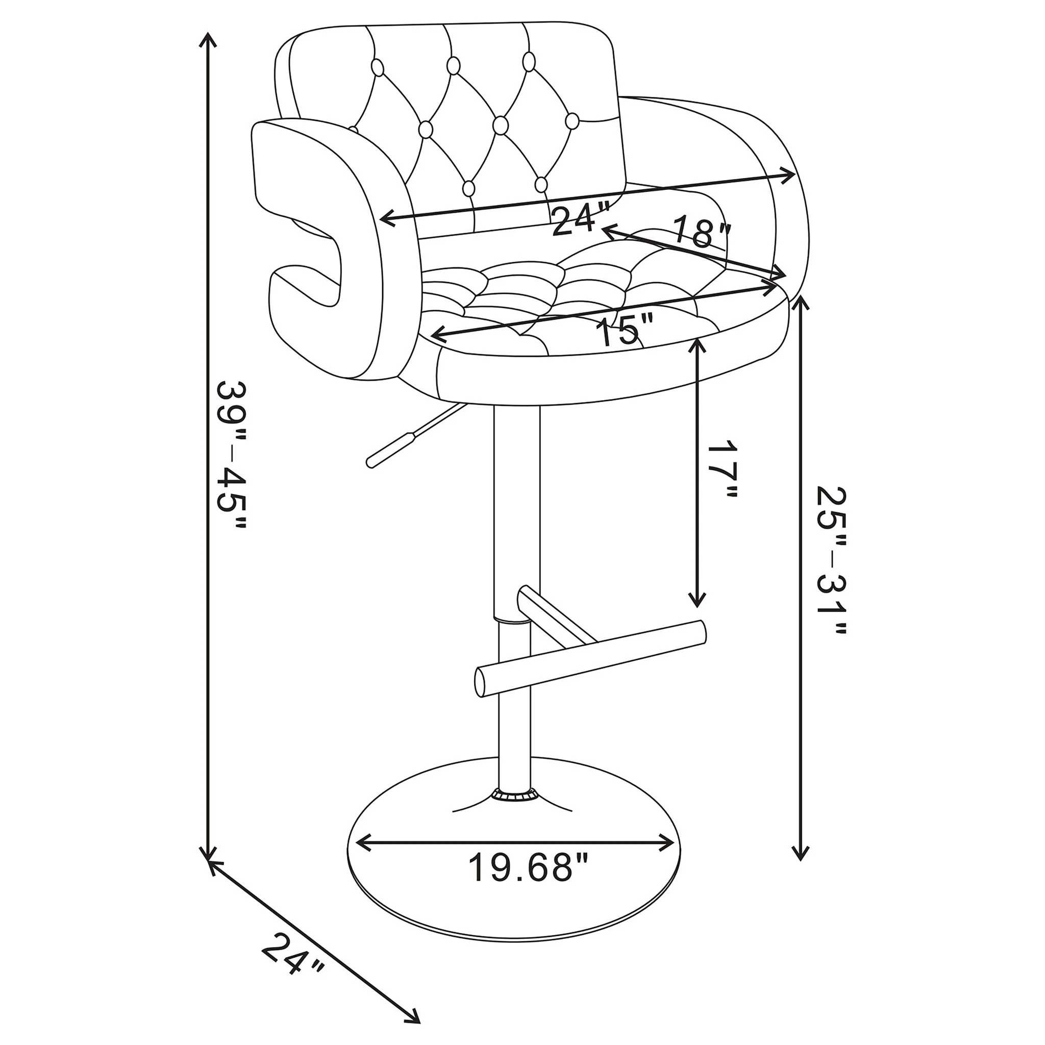 Adjustable Bar Stool With Upholstery - Image 12