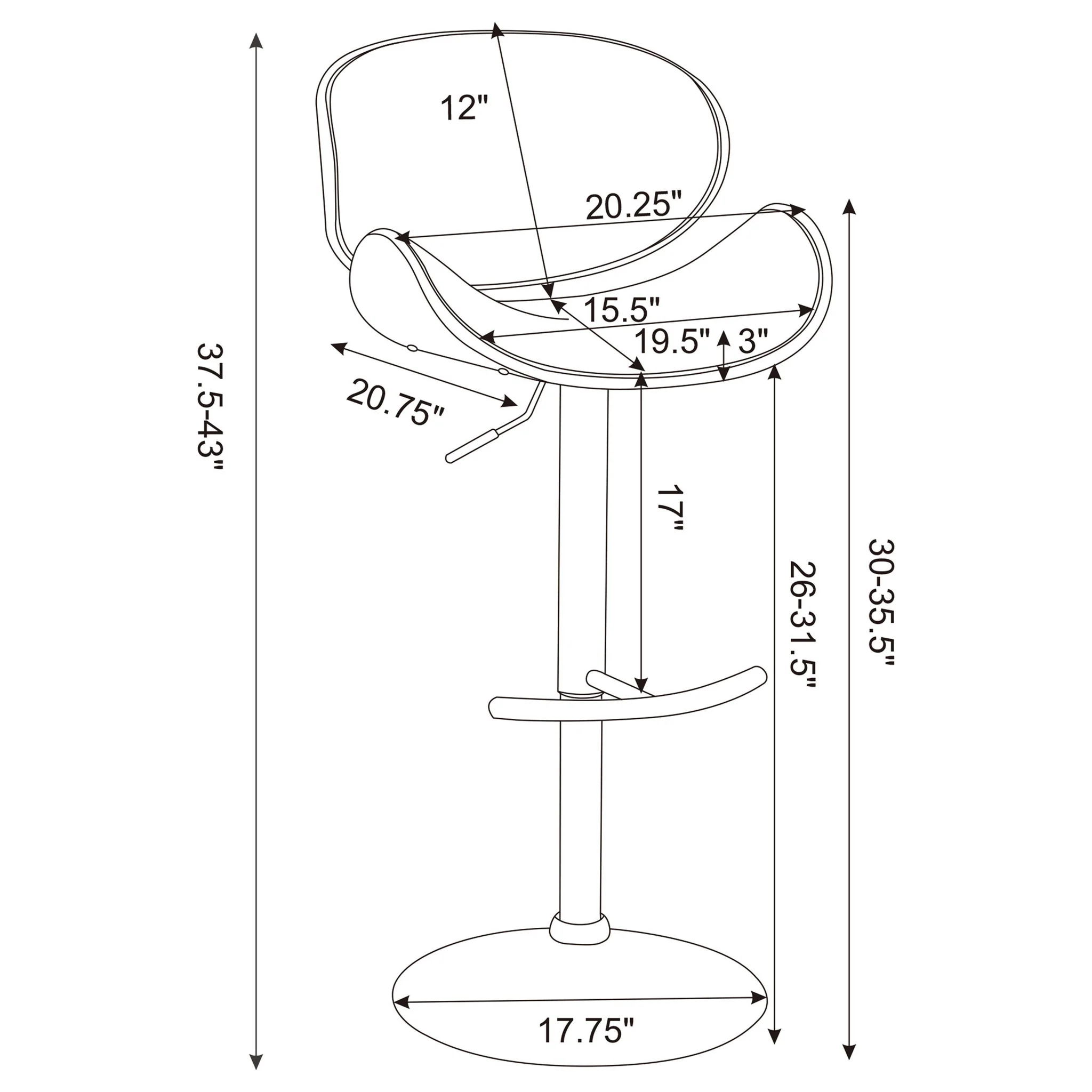 Adjustable Height Bar Stool - Black - Image 3