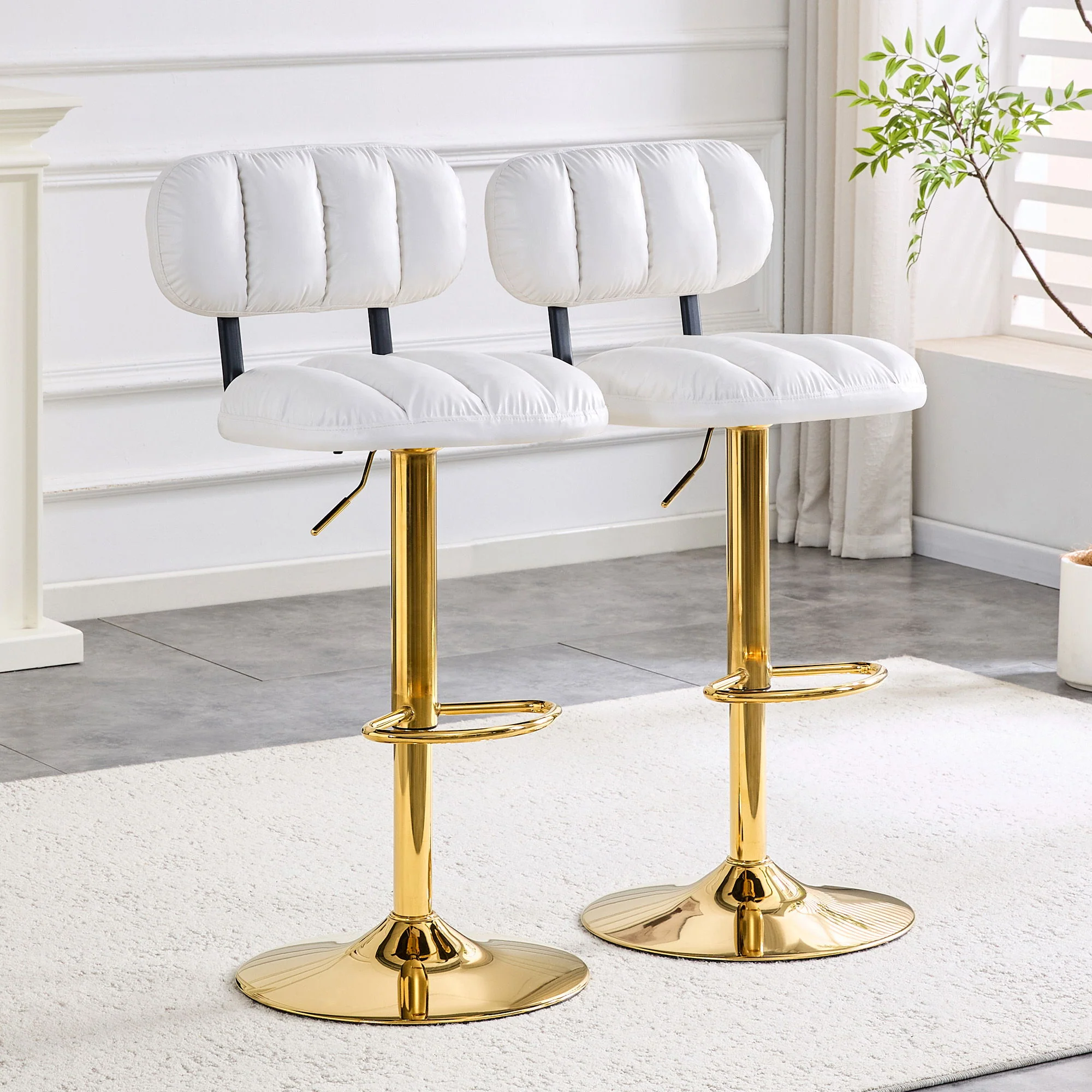 Adjustable Height Bar Stools & Footrest For Kitchen Island (Set of 2) - Image 5