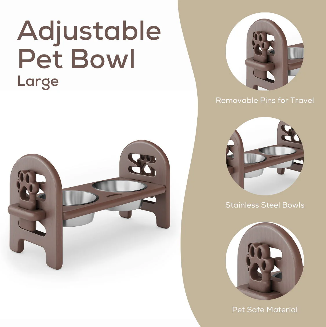 Adjustable Pet Bowl Travel Ready HDPE Durable Poly Lumber Recycled - Image 14