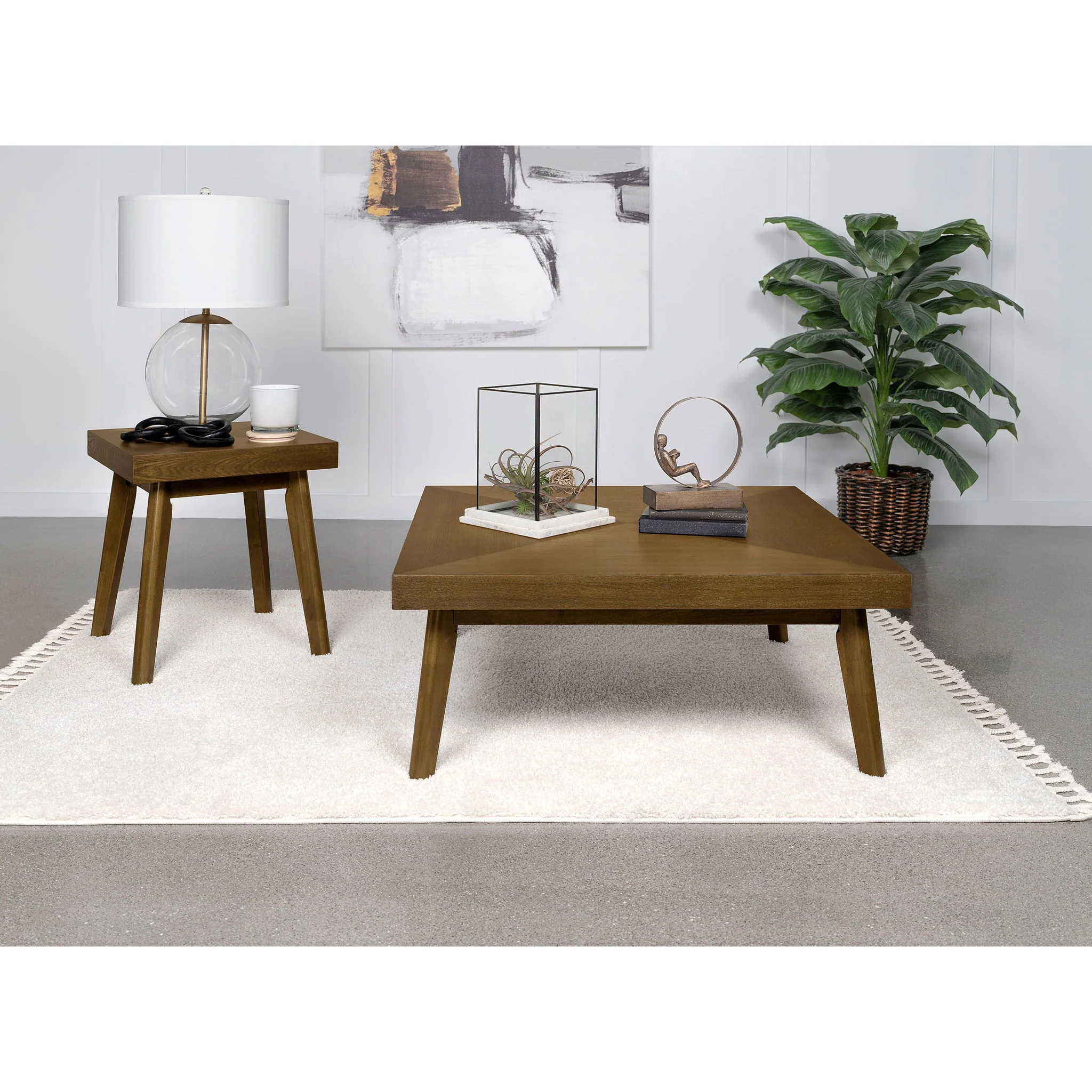 Aidan - 2 Piece Square Coffee And End Table Set - Walnut - Image 2