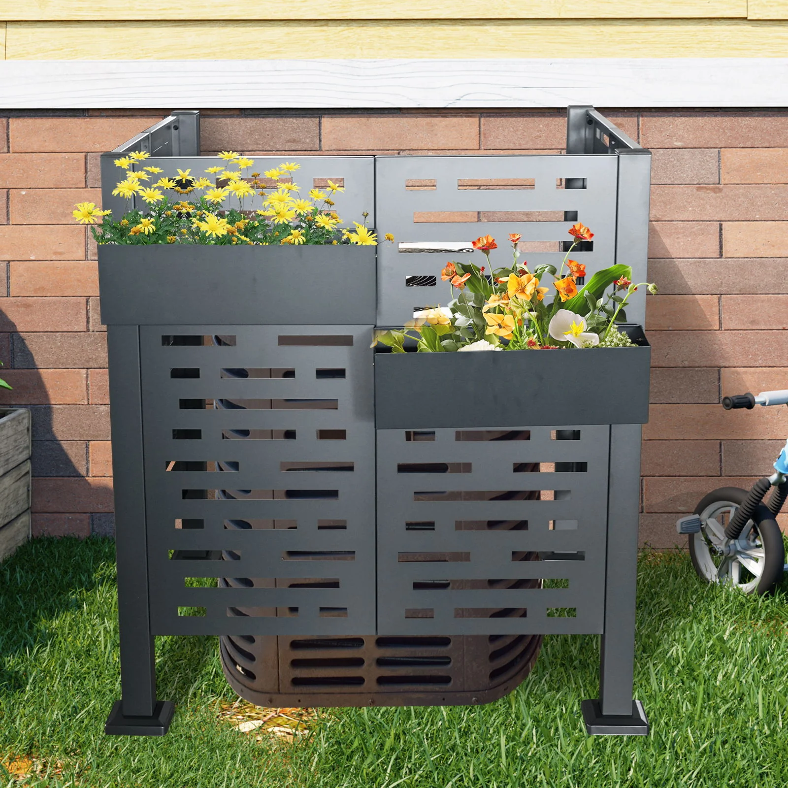 Air Conditioner Fence For Outdoor Units, Metal Privacy Fence Cover, Perfect To Conceal Air Conditioning Units, 3 Fence Panel - Image 6
