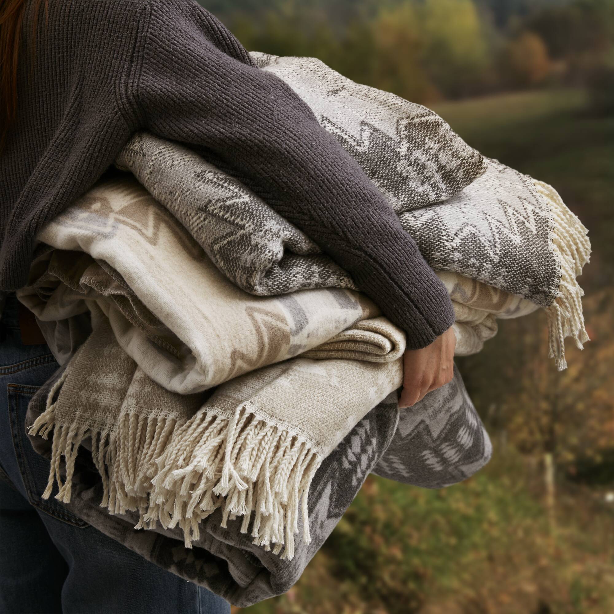 Alberta - Cotton Blend Throw - Gray Aztec - Image 4