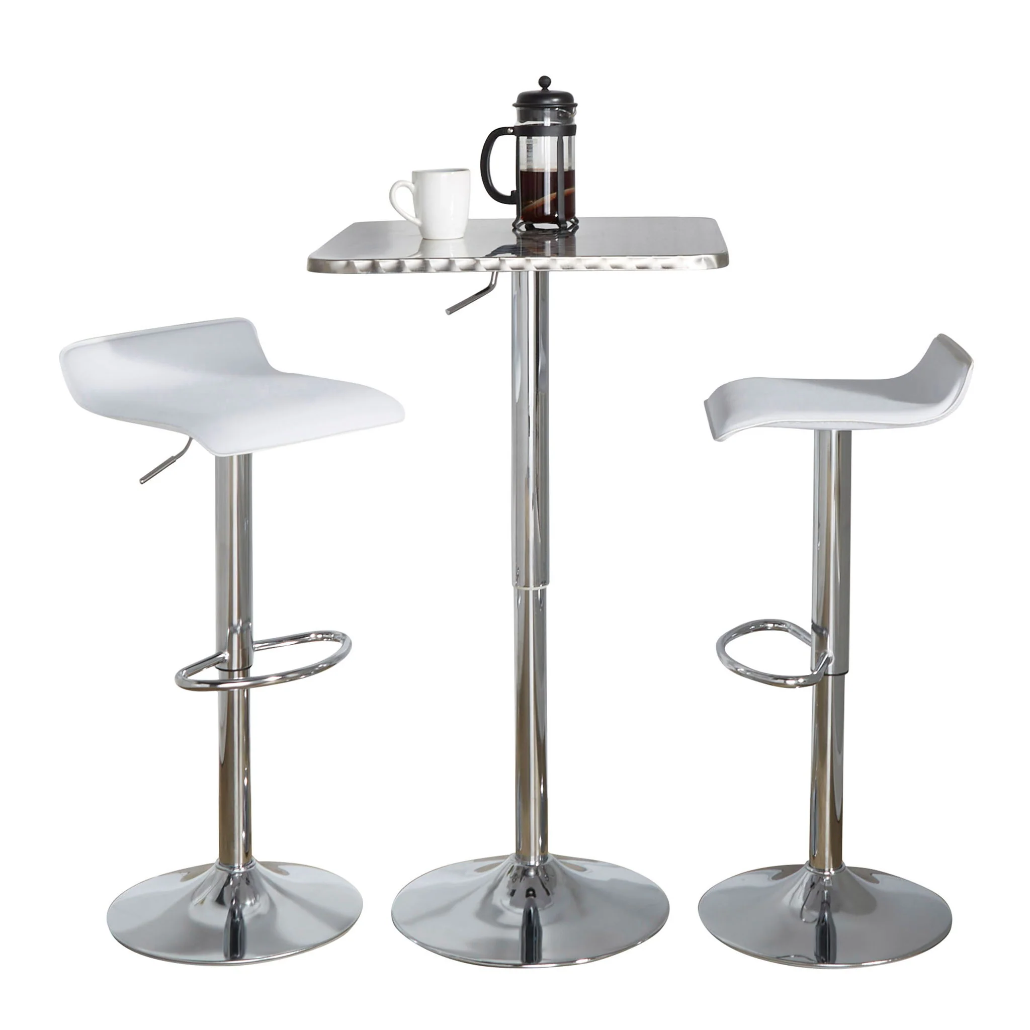 Ale - 3 Piece Bar Set Bistro Square Contemporary Adjustable Oval Footrest - Image 4