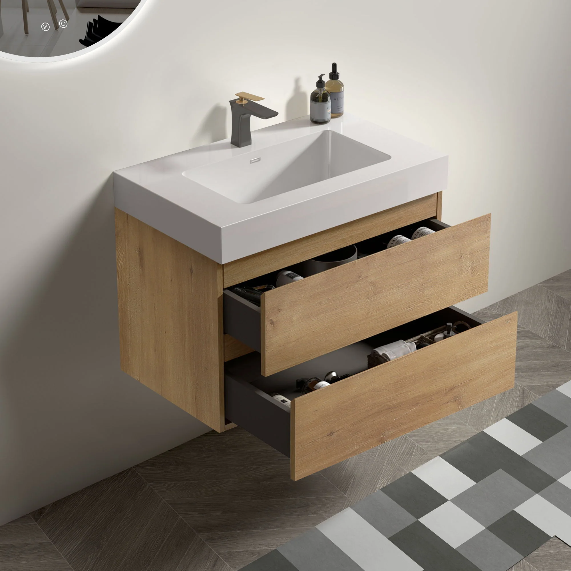 Alice - Bathroom Vanity With Sink, Large Storage Wall Mounted Floating Bathroom Vanity For Modern Bathroom - Image 4