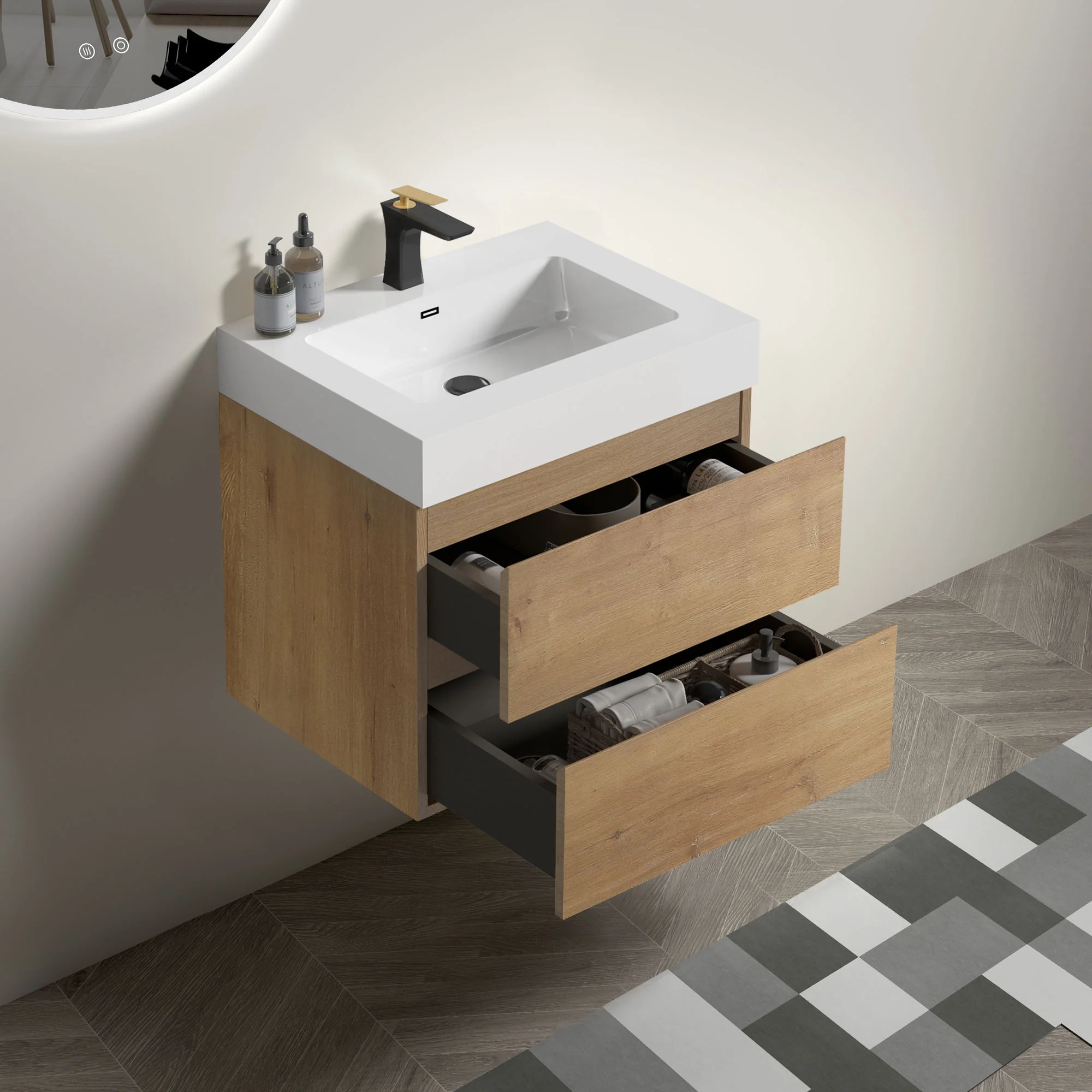Alice - Bathroom Vanity With Sink, Large Storage Wall Mounted Floating Bathroom Vanity For Modern Bathroom - Image 7