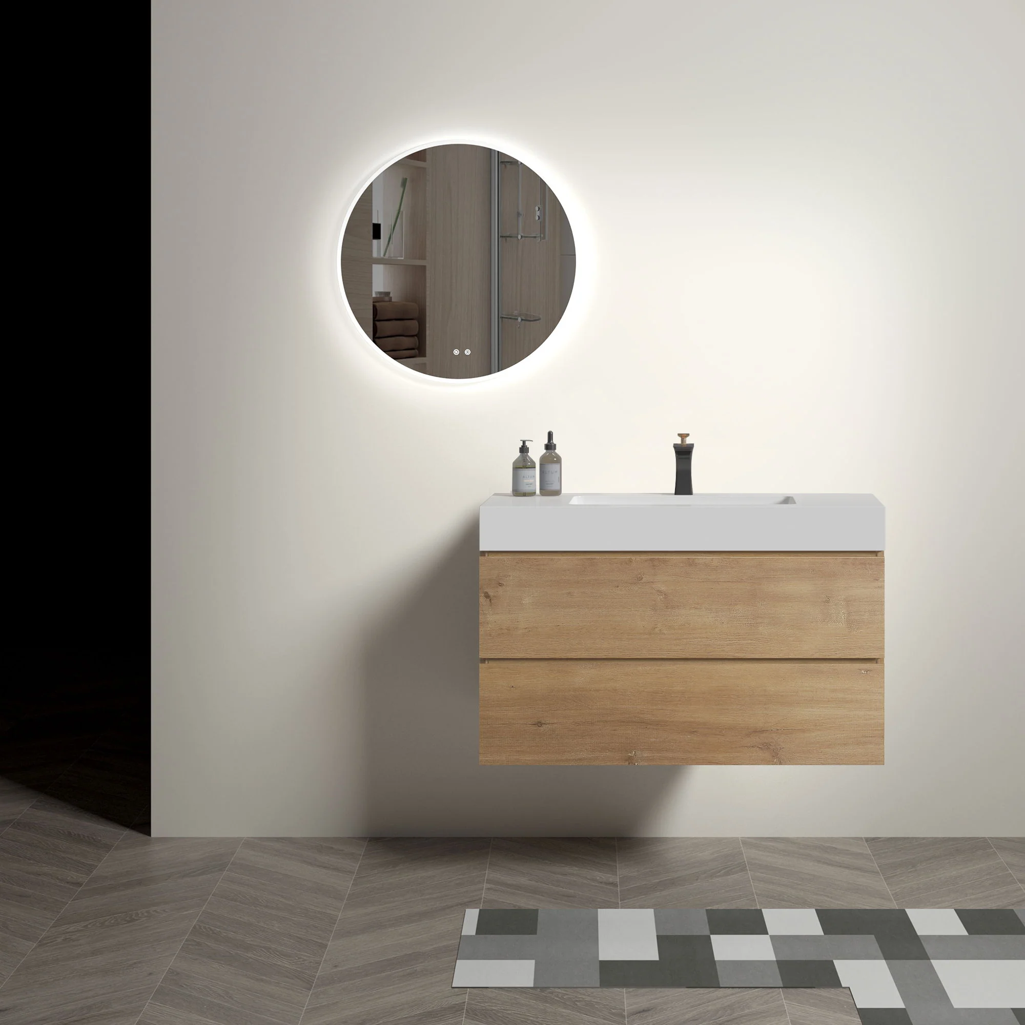 Alice - Bathroom Vanity With Sink, Large Storage Wall Mounted Floating Bathroom Vanity For Modern Bathroom - Image 9