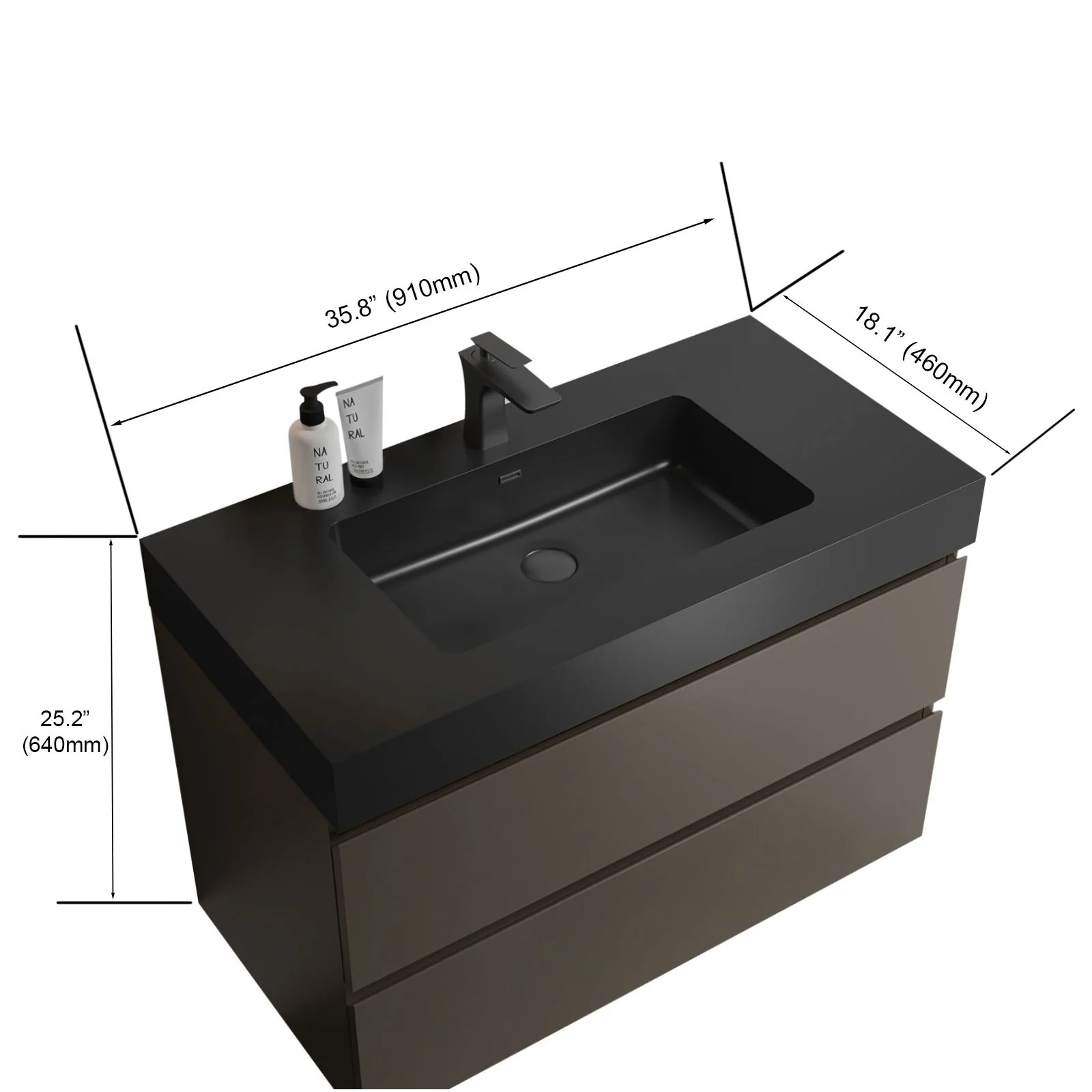 Alice - Bathroom Vanity With Sink, Large Storage Wall Mounted Floating Bathroom Vanity For Modern Bathroom, One-Piece Sink Basin Without Drain And Faucet - Image 12