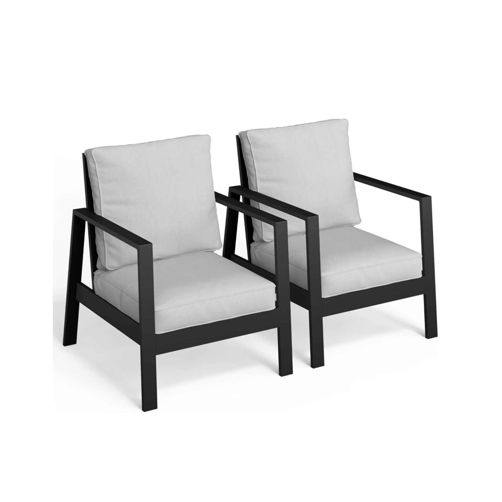 All-Weather Ergonomic Patio Armchairs With Thick Cushions (Set of 2) - Image 2