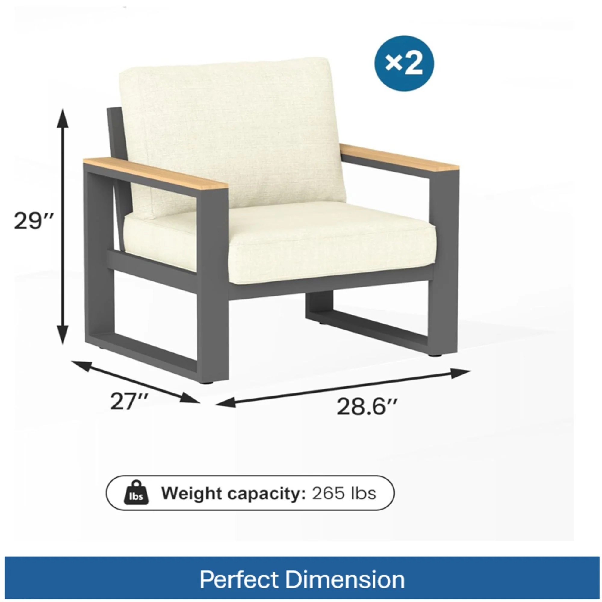 All-Weather Patio Armchairs With Thick Cushions (Set of 2) - Image 5