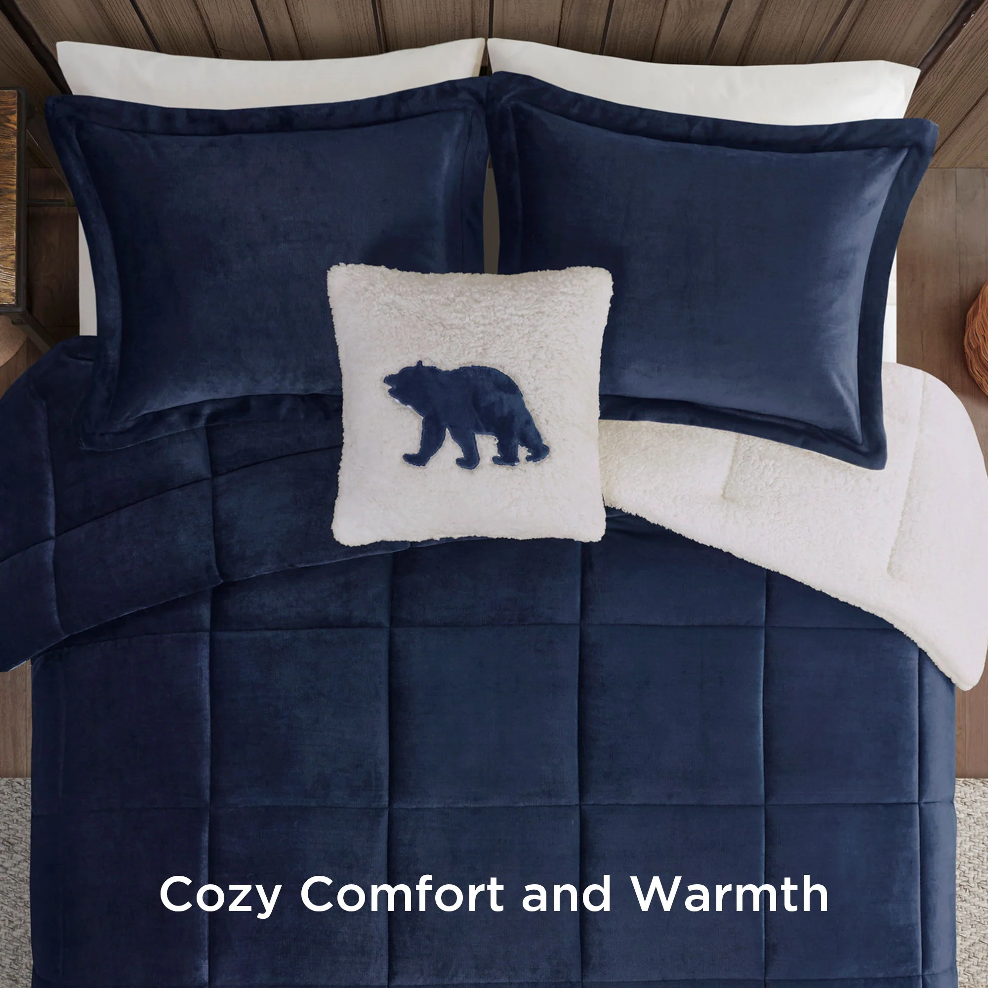 Alton - Down Alternative Comforter Set - Navy / Ivory - Image 2