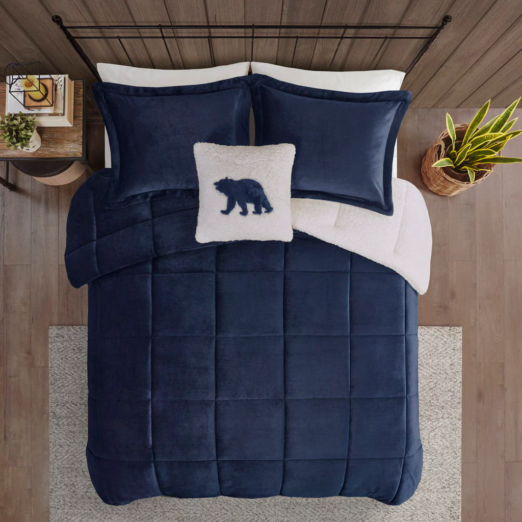 Alton - Down Alternative Comforter Set - Navy / Ivory - Image 3