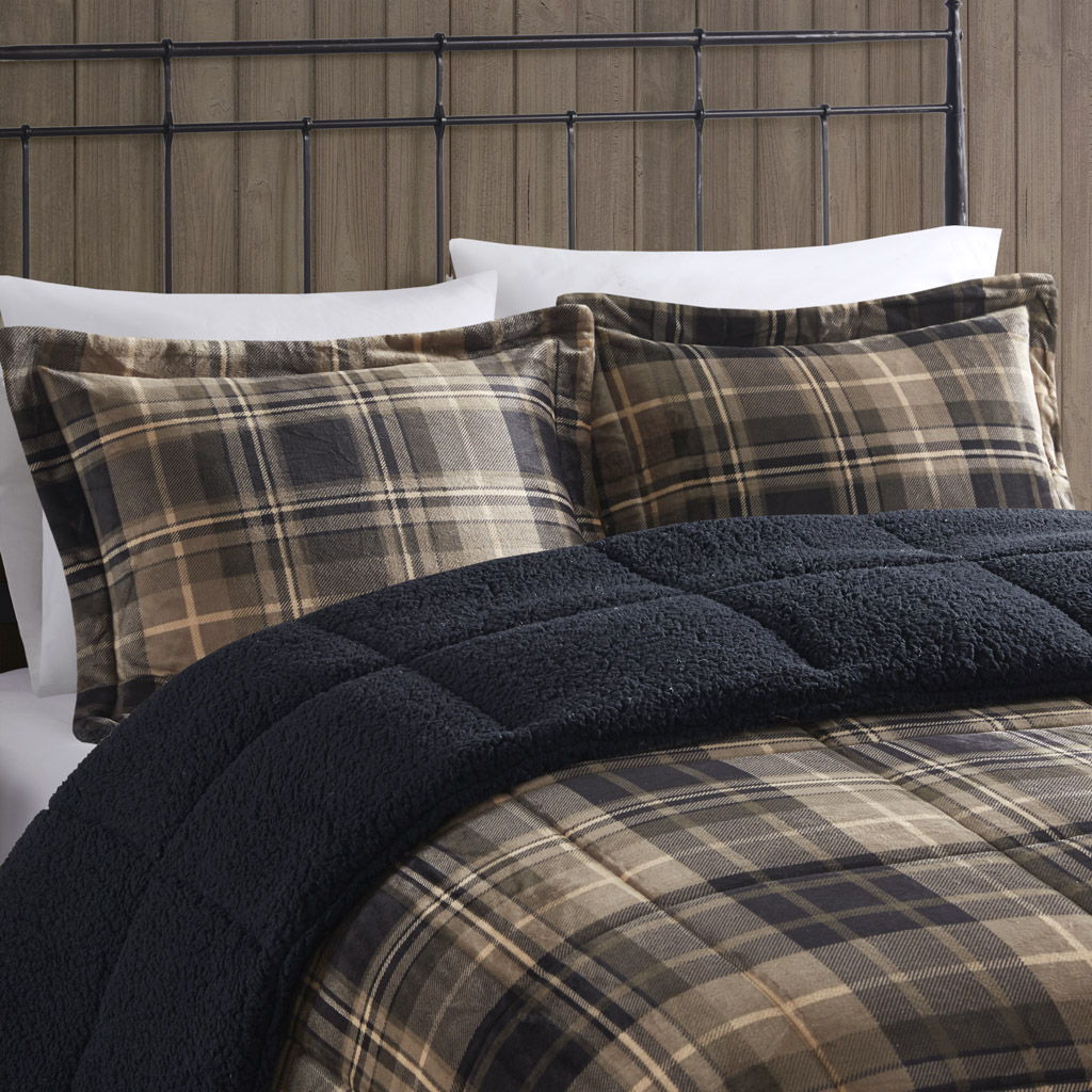 Alton - King Down Alternative Comforter Set - Brown / Black - Image 3