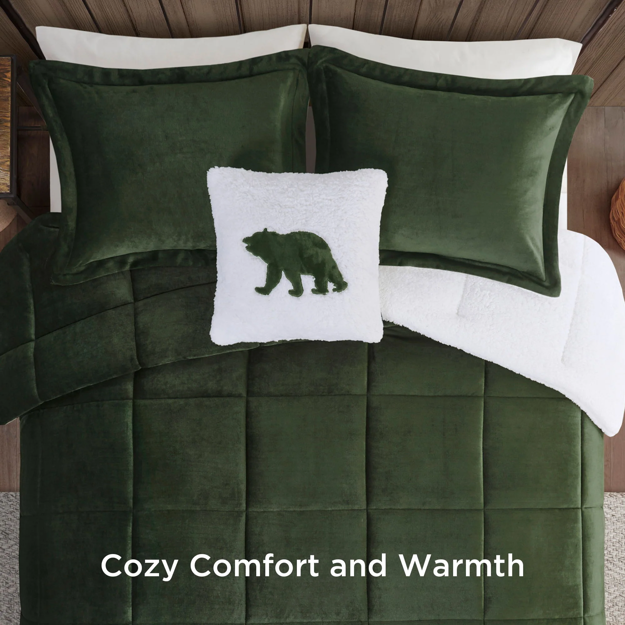 Alton - King Down Alternative Comforter Set - Green / Ivory - Image 4