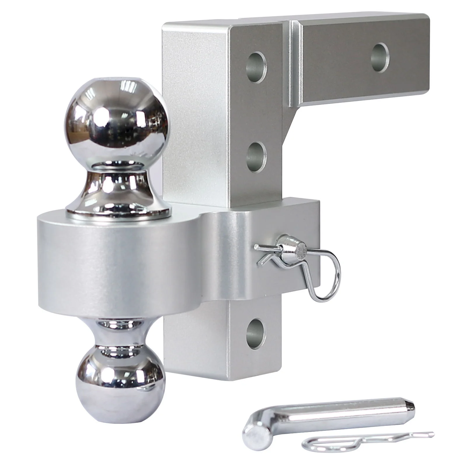 Alu - Adjustable Trailer Drop Hitch With 2" Receiver, 6" Adjustable - Silver - Image 4