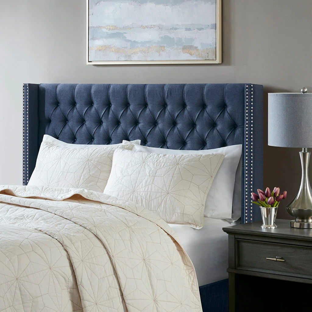 Amelia - King Upholstery Headboard - Navy - Image 3