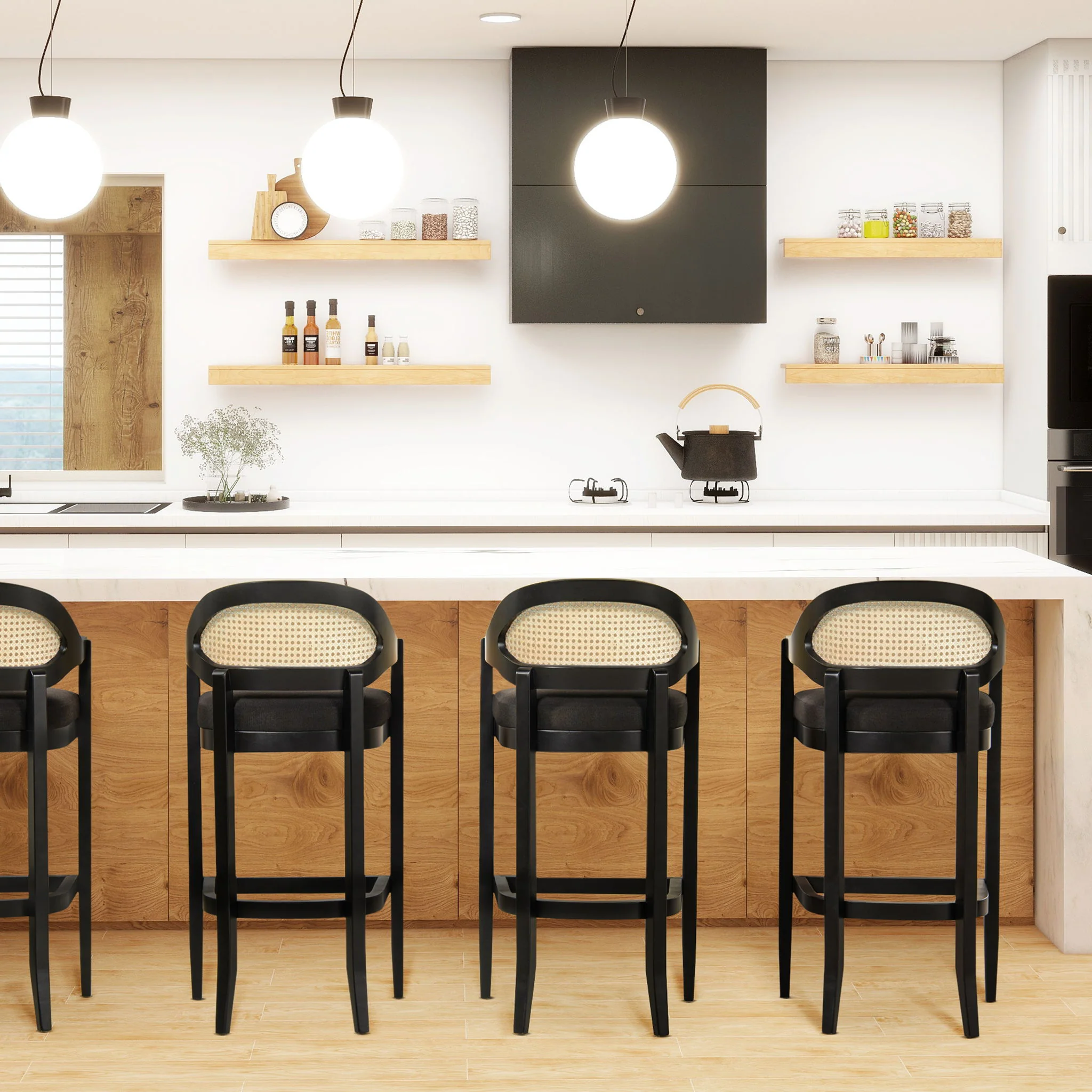 Americana - Mid-Century Modern Cane Back Counter Stool - Image 11