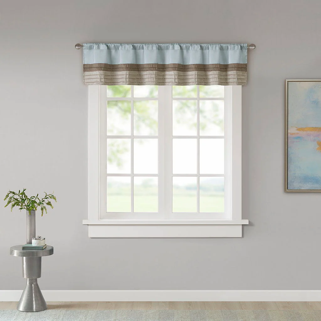 Amherst - Polyoni Pintuck Window Valance - Blue