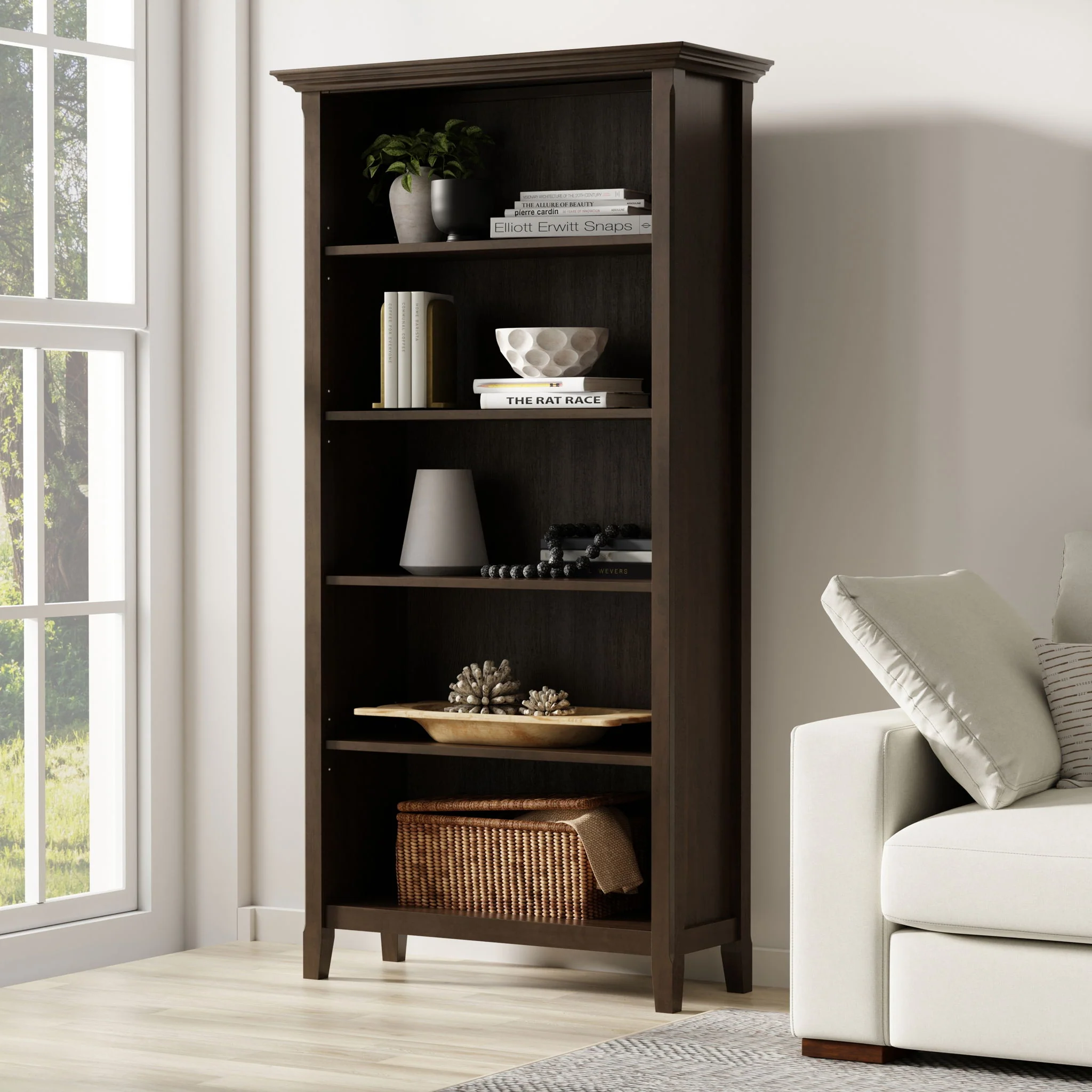 Amherst - 5 Shelf Bookcase - Brown - Image 3