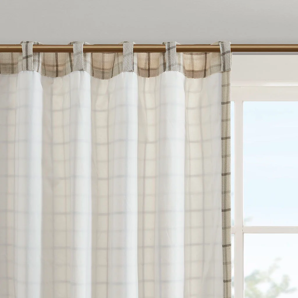 Anaheim - 50x108" Plaid Rod Pocket And Back Tab Curtain Panel With Fleece Lining - Natural - Image 4