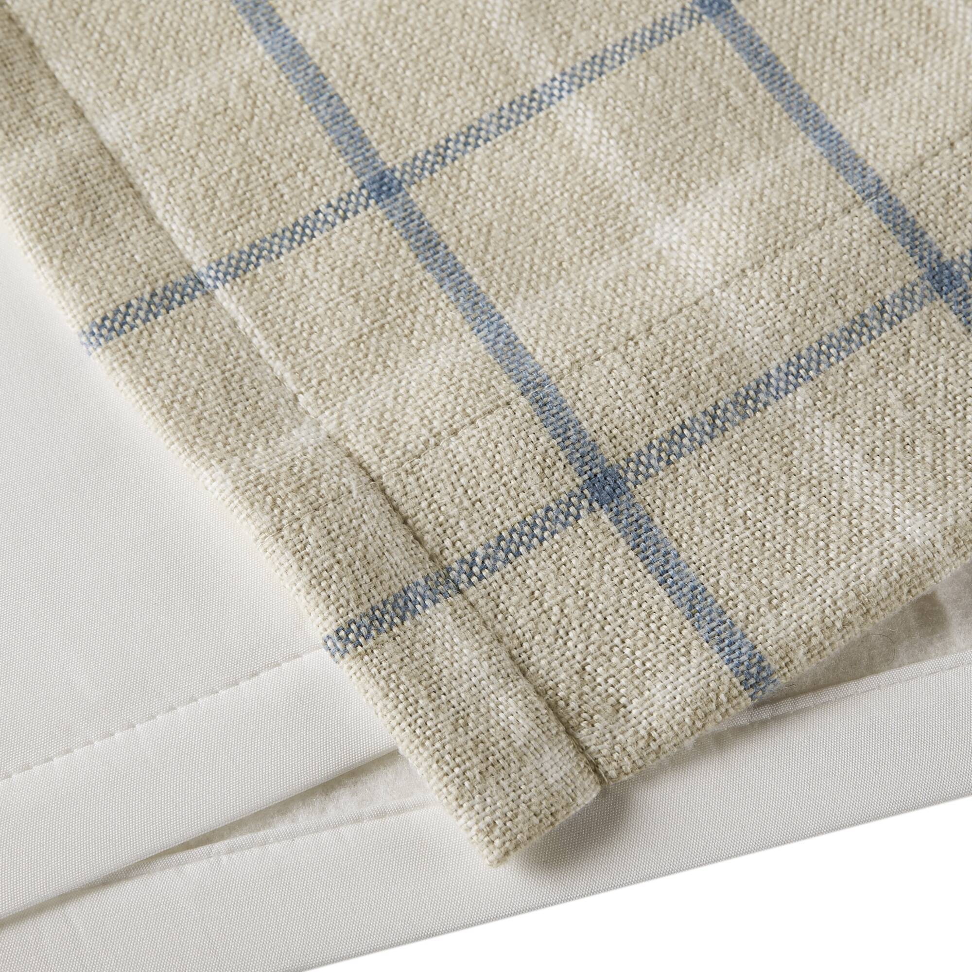 Anaheim - 50x95" Plaid Rod Pocket And Back Tab Curtain Panel With Fleece Lining - Linen Blue - Image 2