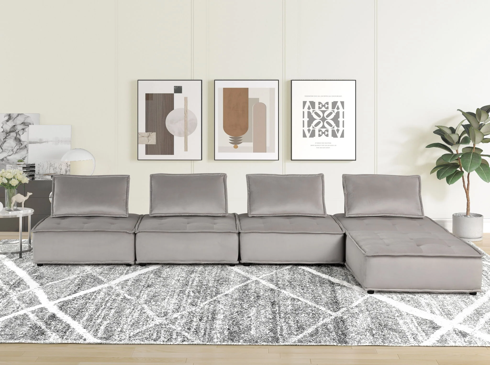 Anna - Stylish Sectional Sofa Ottoman - Image 3