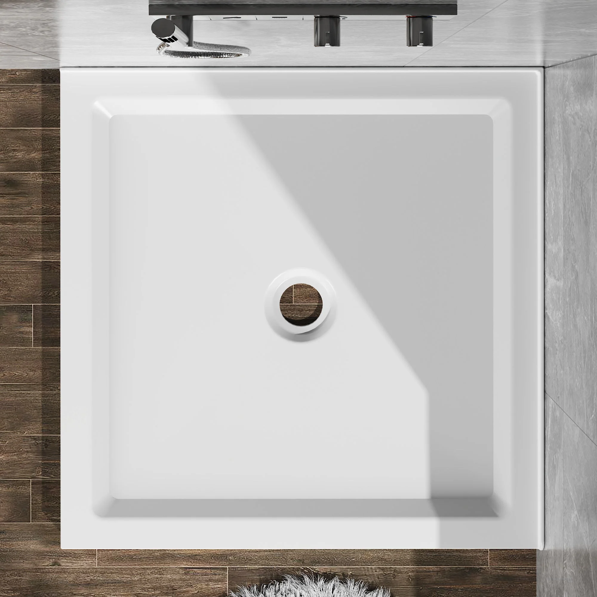Anti Slip Double Threshold Shower Base - White - Image 3