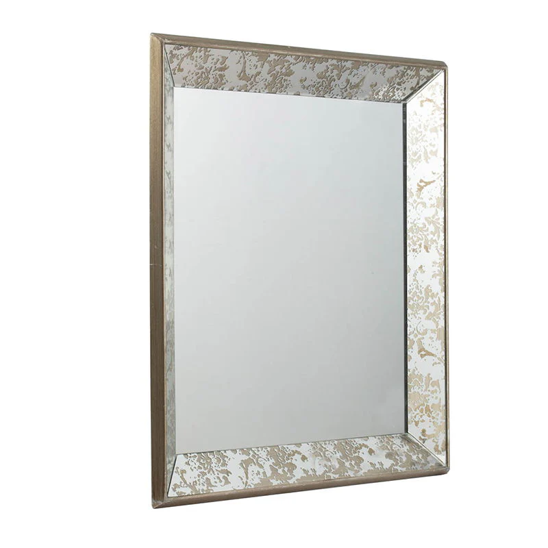 Antique Rectangle Mirror With Floral Accents, Mirrored Display Tray, Hanging Wall Mirror - Image 6